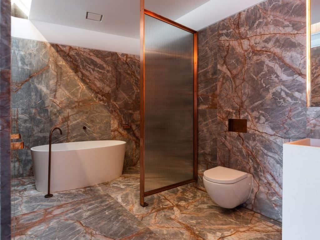 Breccia Red bathroom