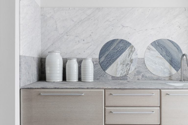 stone benchtop and splashback