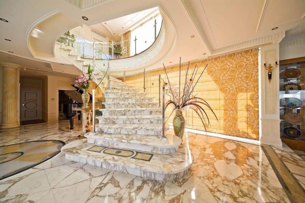 arabescato marble spiral staircase