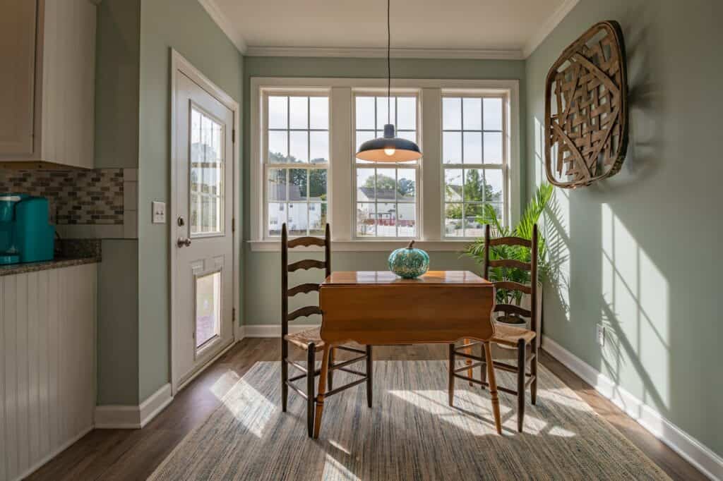 wooden dining area