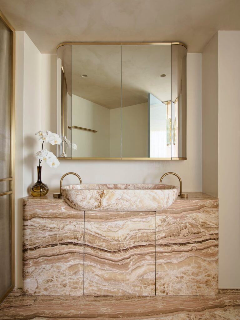 Travertine Onyx Solid Vanity & Stone Unity